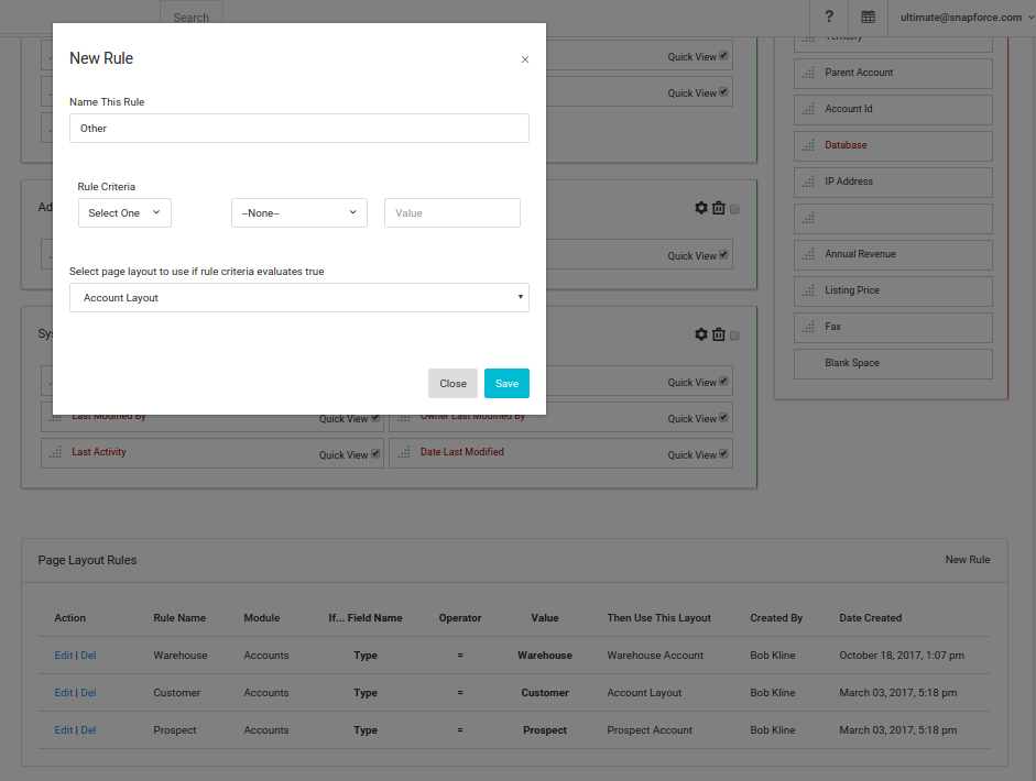 CRM Page Layout Rules