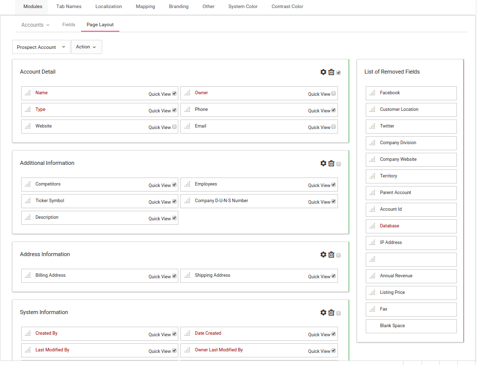 CRM Page Layouts